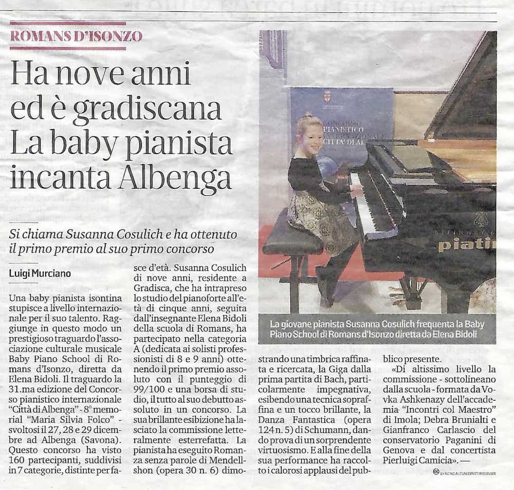 31^ edizione del Concorso Pianistico Internazionale “Città di Albenga” - Baby Piano School